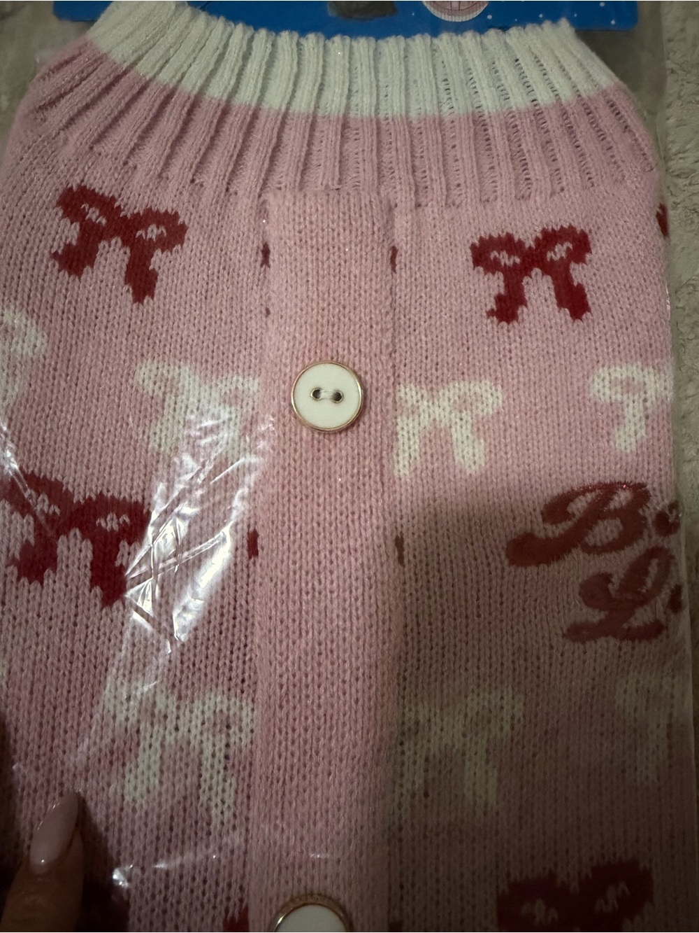 Vibrant Life Pink Bow Knit Dog Sweater NWT Medium 20–50 lb Button Front - Picture 6 of 6